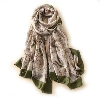 

Wrap Women Scarf Artificial Silk Soft Shawl Daily Warm Party Rose Flower Long Autumn Winter Travel Elegant Outdoor