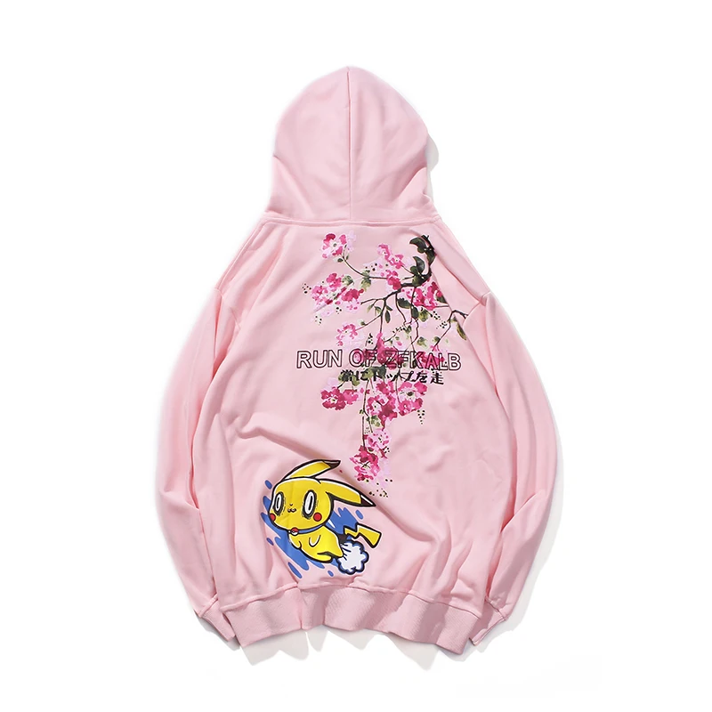 LAPPSTER Мужская негабаритная Harajuku черная толстовка с капюшоном pokemon осень мужская уличная хип хоп толстовка модная Толстовка - Цвет: Pink