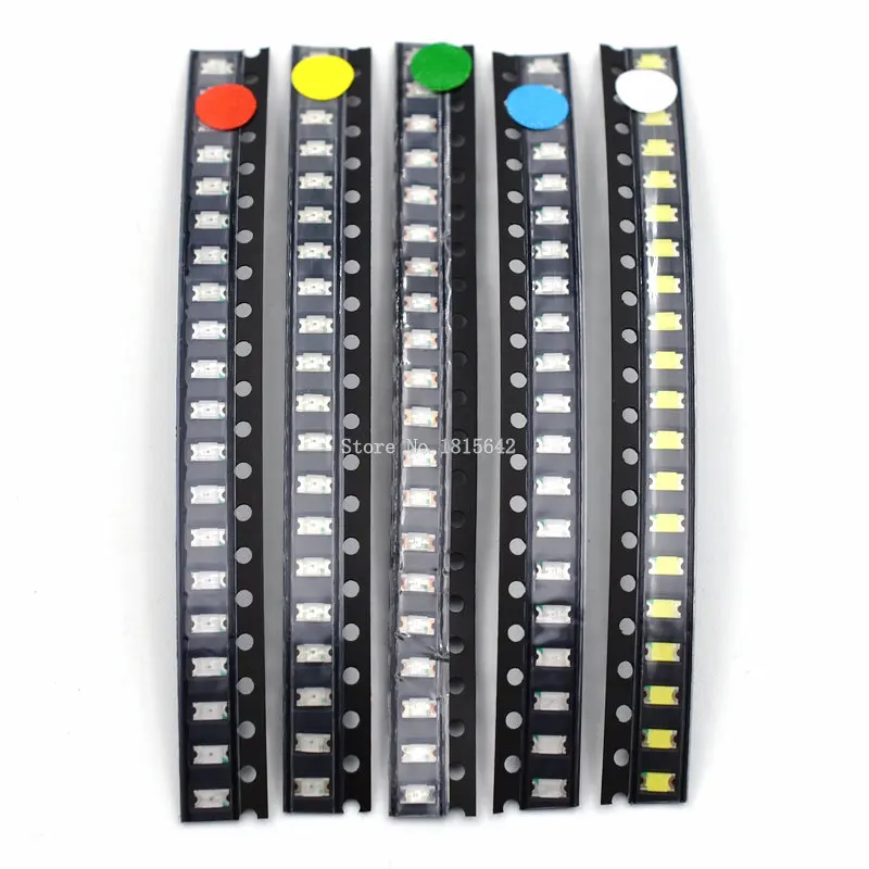 100 шт./лот 1206 SMD белый красный синий зеленый желтый 20 шт. каждый супер яркий