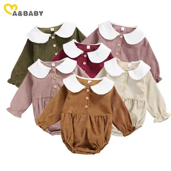 

Ma&Baby 0-12M Newborn Infant Baby Girl Romper Corduroy Peter Pan Collar Jumpsuit Autumn vintage Baby Girl Clothes