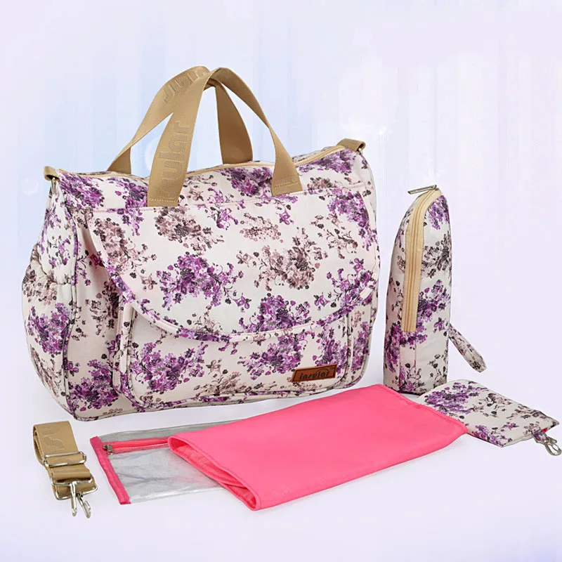 MOTOHOOD Baby Diaper Bags For Mom Flower Maternity Bag Stroller Bag Multifunctional Changing pad Nappy Bag For Mummy (7)