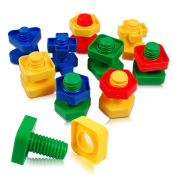 

5 pcs Screw building blocks plastic insert blocks nut shape toys for children Educational Toys montessori scale models