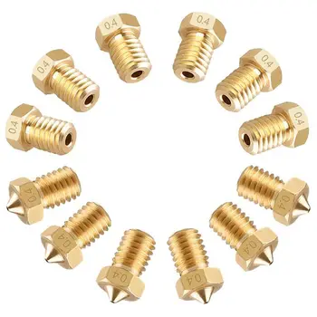 

3D Printer Nozzle, 12Pcs M6 0.4MM Brass Extruder Print Head for E3D Makerbot 3D Printers