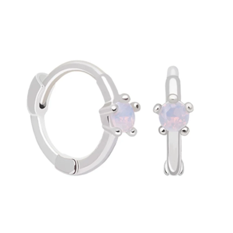 Moonmory Популярные 925 пробы серебряные серьги-кольца Huggie с радужными камнями CZ серьги для европейских женщин модные ювелирные изделия