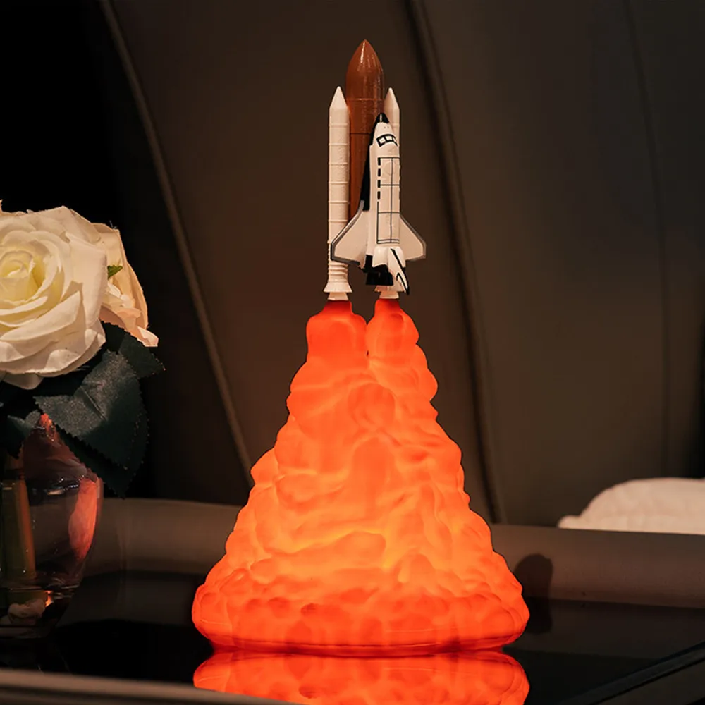 Новейшая дропшиппинг 3D печать космический челнок лампа перезаряжаемая ракетная лампа ночник для любителей пространства украшение комнаты