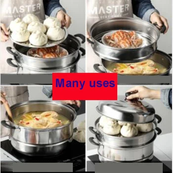 

Stainless Steel two Three layer Thick Steamer Pot Soup Steam Pot Universal Cooking Pots For Induction Cooker Gas Stove Steam Pot