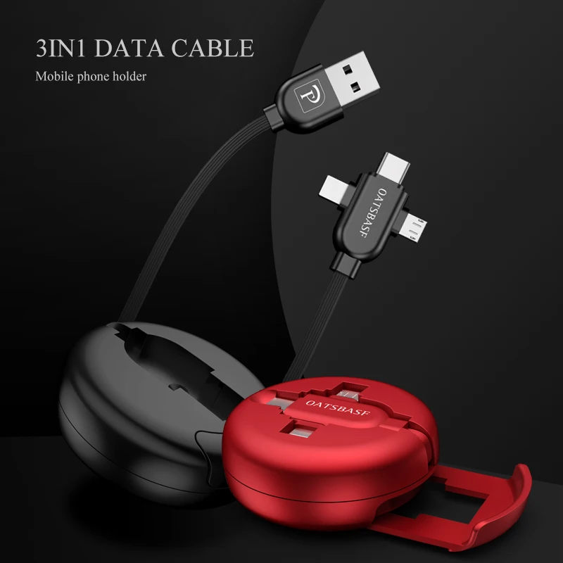 Oatsbasf usb type c iphonexr 3 в 1 кабель micro usb зарядное устройство xio mi oneplus 6t hua wei xiao mi redmi note 7 зарядный кабель