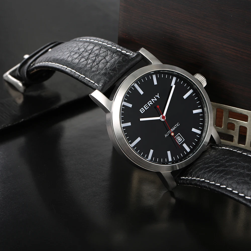 Relógio de Quartzo dos Homens Marca de Luxo Berny Masculino Relógios Moda Topo Relógio Saat Montre Horloge Erkek Hombre Presente 2678 m