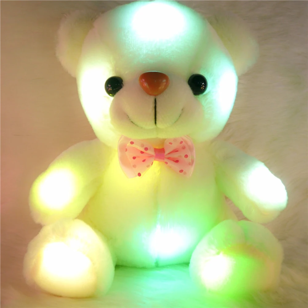 Светодиодный светильник музыкальный медведь животное плюшевая Мягкая кукла мягкая игрушка подушка детский подарок детская кровать диван спящий белый плюшевый медведь игрушка