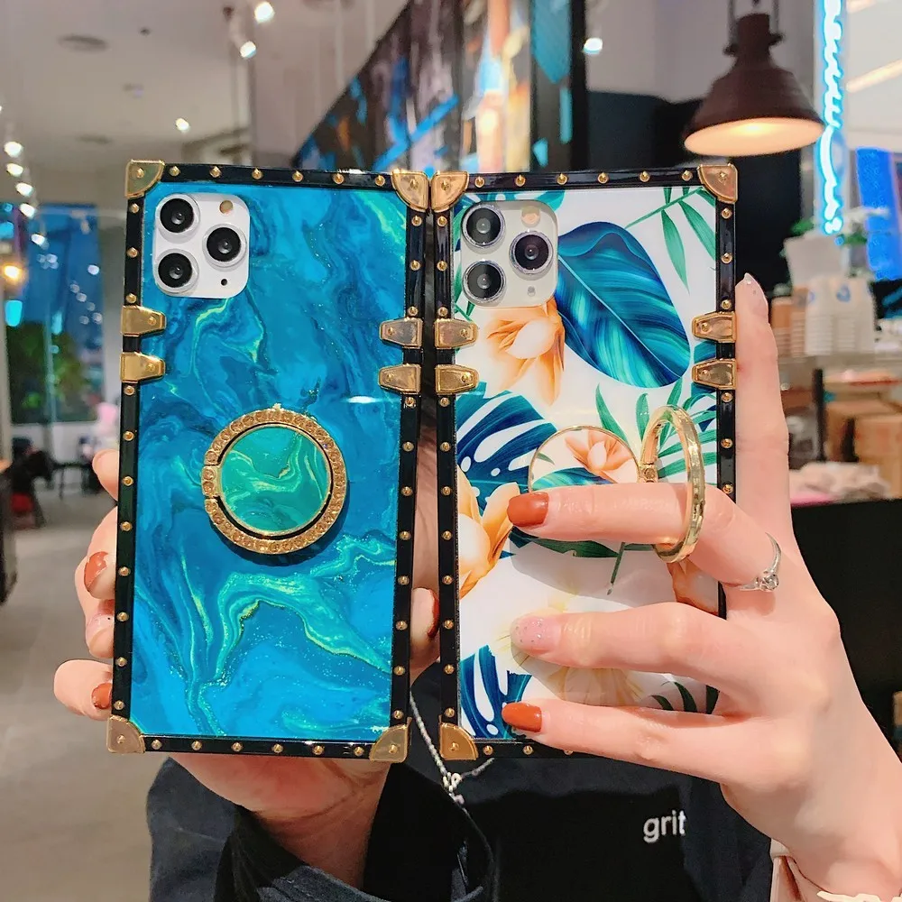 

Luxury 3D Bracket Square Silicone Shell Back cover For iPhone 12 MINI 11 Pro Max XR XS Max XS 7 8 plus phone case