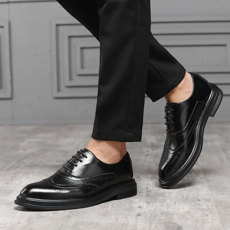 

Black Leather Brogue Shoes Men Brown Dress Party Wedding Shoes for Men Formal Fashion Office Leather Men Shoes Classic Business
