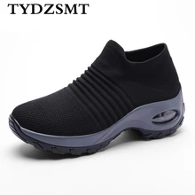 TYDZSMT/ г.; весенние лоферы; женские кроссовки без шнуровки на плоской платформе; кроссовки на танкетке для женщин; сетчатый носок; повседневные кроссовки