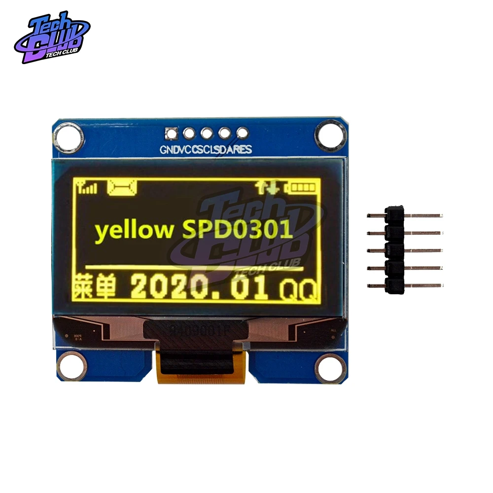1,54 дюймов ЖК-дисплей OLED модуль Дисплей 5Pin ips SPD0301 Драйвер IC 128X64 интерфейс igc экран дисплей модуль - Цвет: Цвет: желтый