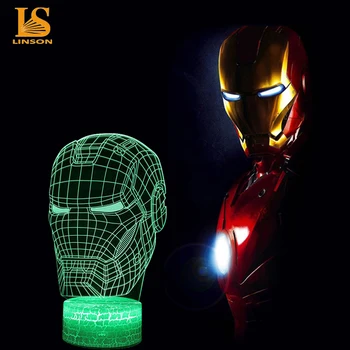 

Marvel Avengers 3D illusion LED Lamps Iron Man Mask Lamp Night Light USB Desk Table Lamp Home Decoration Kids Toy Gift Light