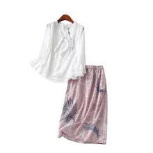 A Generation by Age/жаккардовая шифоновая кружевная рубашка; юбка с принтом; комплект из двух предметов