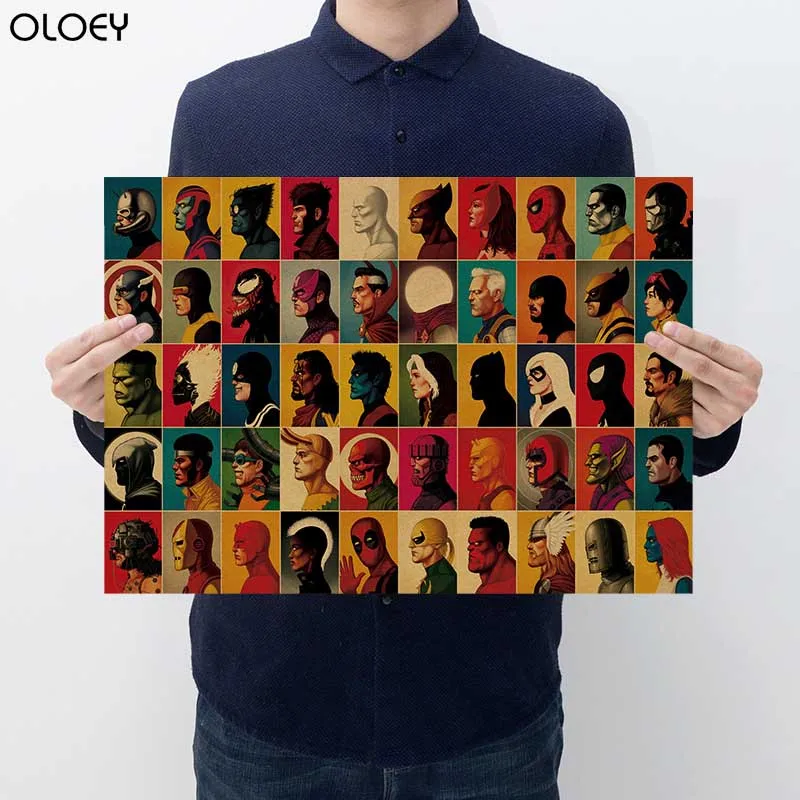 OLOEY Marvel Universe Винтажный супер герой Атлас фильм мстители плакат на крафт бумаге