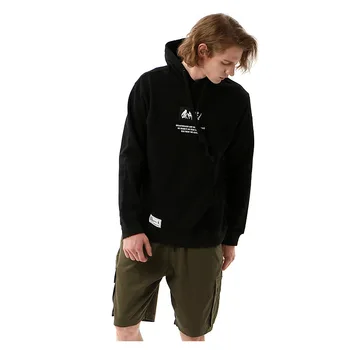 

New hooded guard man's personality Chinese wind print sleeve sports long-sleeved trend running fitness top autumn and winter