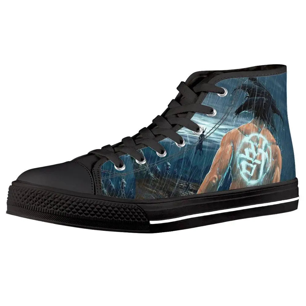 

Anime Characters Custom 3D Printing Black High-top Canvas Shoes Dragon Ball Z Casual Vulcanized Shoes Sneakers Men Backless Goku