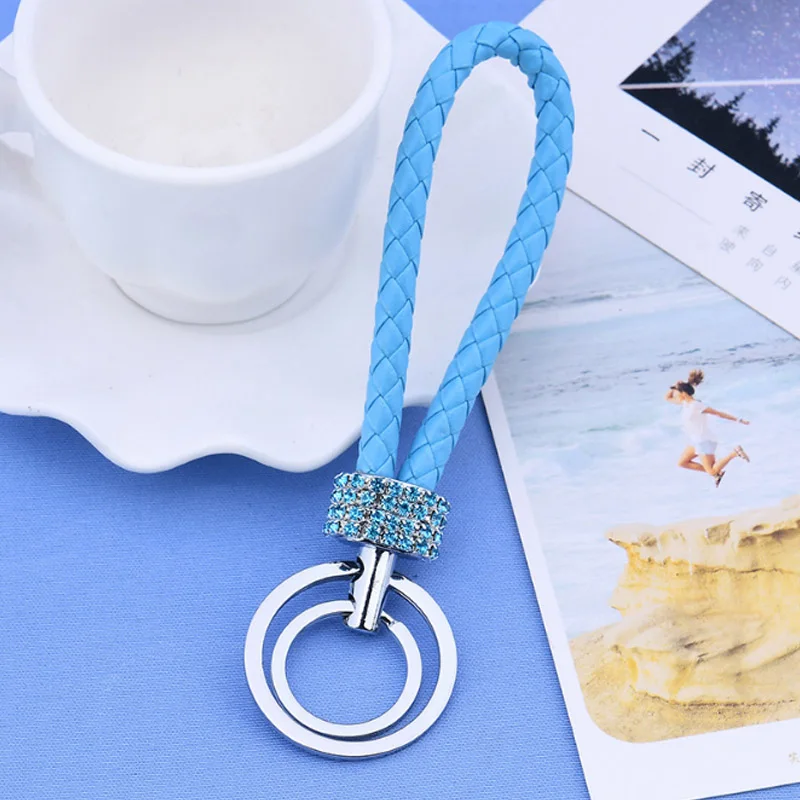 Blue 1 Мода, двойная петля, горный хрусталь, кристалл, брелок, пряжка подковы, металлический Автомобильный ключ, подвеска, универсальный, многоцветный, креативный, подвесной - Название цвета: Blue 1