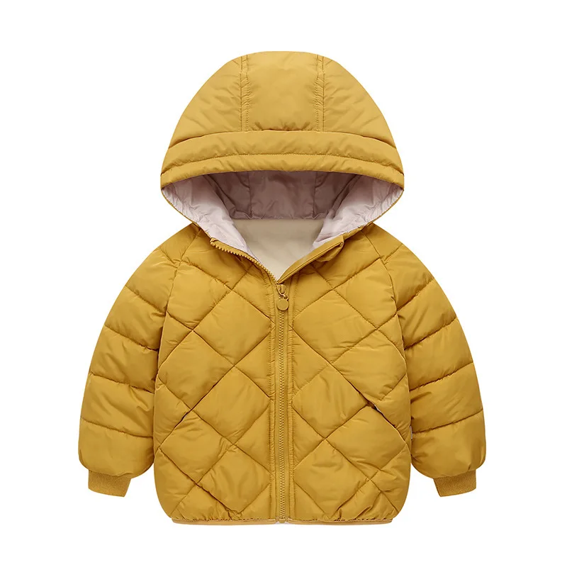Детские зимние куртки хлопковое пуховое пальто Детская куртка для девочек парка с капюшоном пальто для мальчиков зимнее пальто для маленьких девочек одежда для малышей - Цвет: Yellow