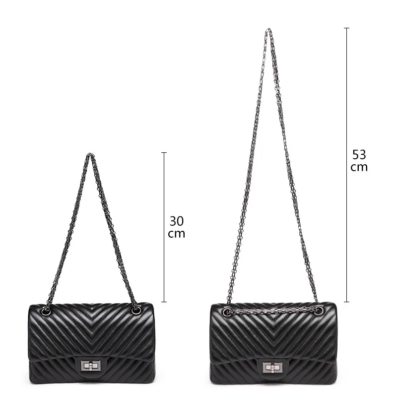 Модная стеганая кожаная сумка на цепочке, Женская Роскошная сумка через плечо, брендовая известная черная сумка через плечо с двойным клапаном для женщин
