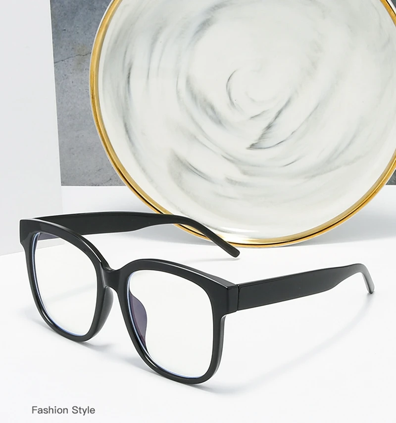 iboode Oversized Anti Blue Ray Glasses Retro Women Men Computer Protection Optical Spectacle Transparent Myopia Eyeglasses Frame