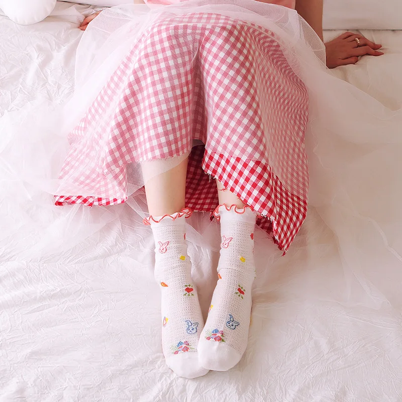Alice Rabbit и Красная Шапочка для верховой езды яркие хлопковые носки для девочек милые тонкие носки с граффити для детей