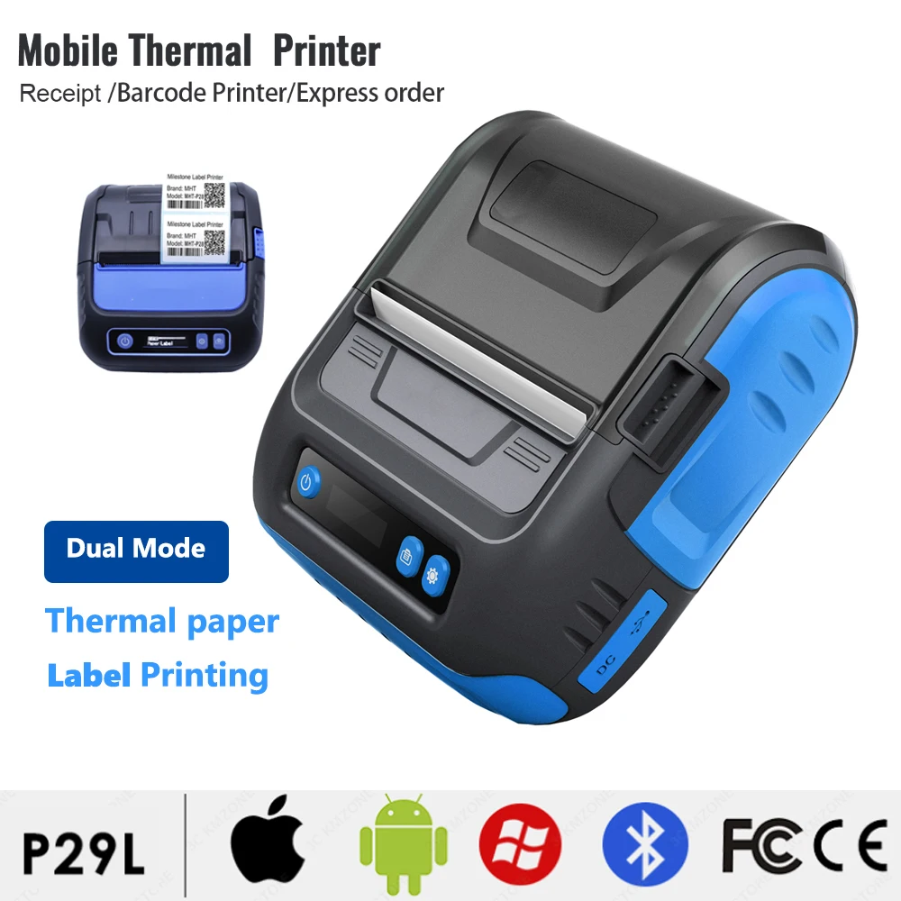 P29L USB Blue-Tooth Commercial Sticker Maker Adjustable Receipt Printing 3inch 80mm For Office Shop Express Lable Ticket Printer best mini printer Printers