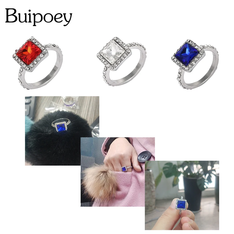 Buipoey квадратное красное синее кольцо с кристаллами для женщин оригинальное