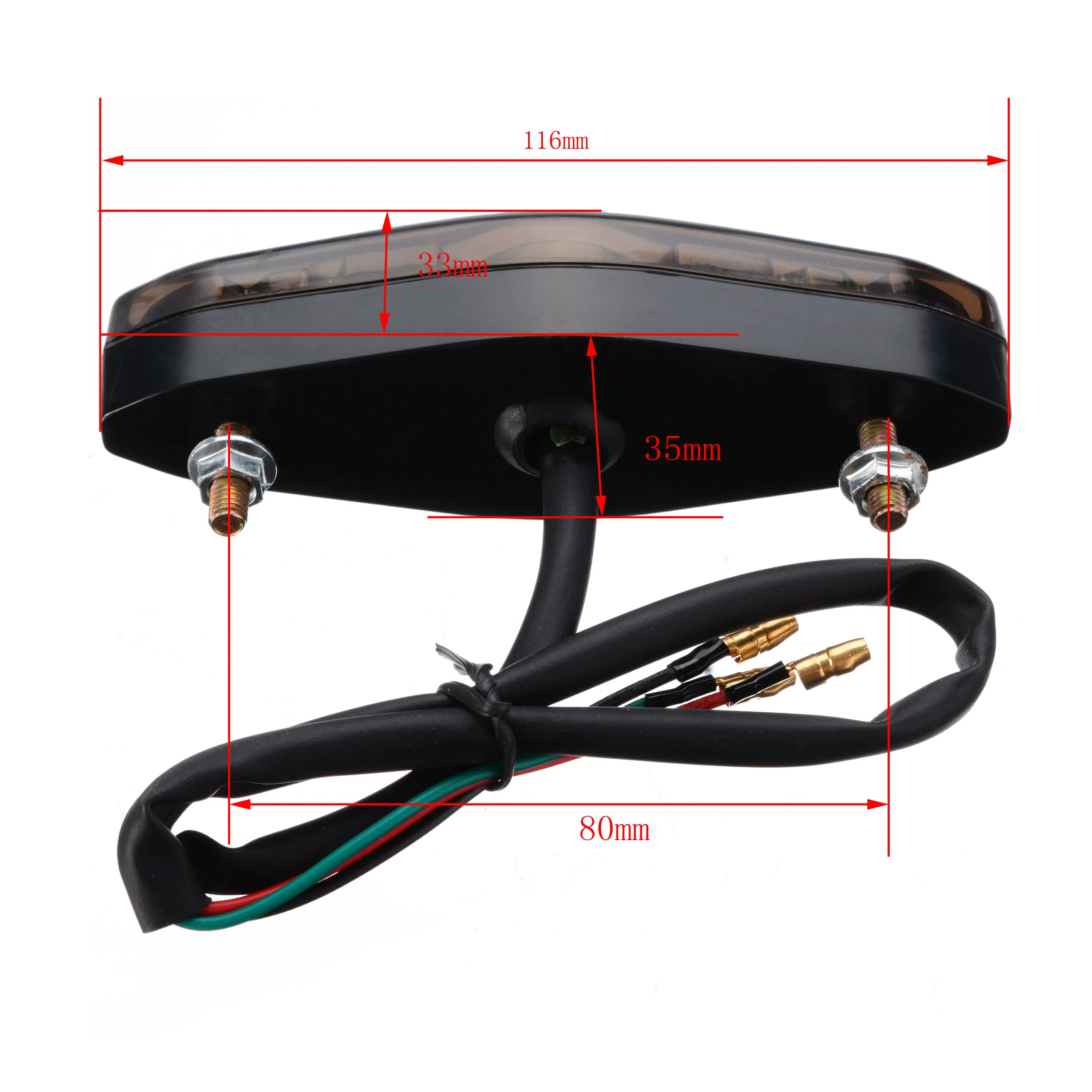 12V 15 LED Motorcycle Rear Tail Light Bright Red Brake/Running/Driving Light ABS Plastic Support ATV Scooter Mayitr