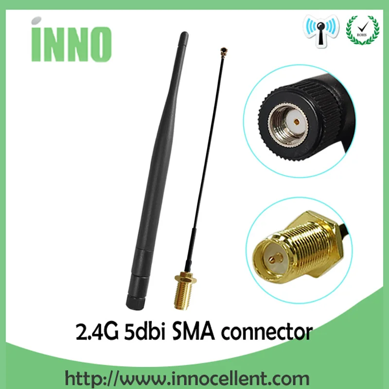 Wifi Antenna Pigtail-Cable Connector Router RP-SMA Male PCI U.FL Aerial 5dbi Ghz IPX