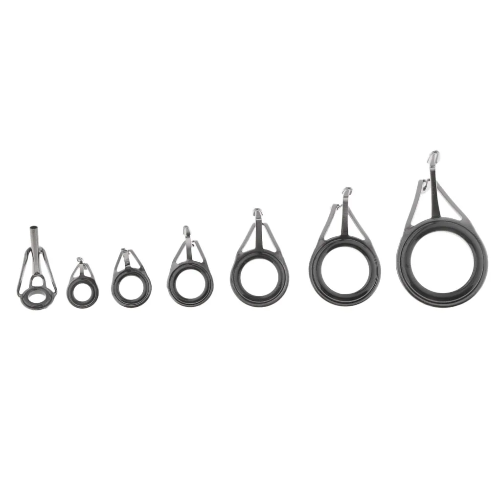 7pcs Double Leg Guides Fishing Rod Eye Ring Tangle Free DIY Rod Building Pole Rod Repair Kit