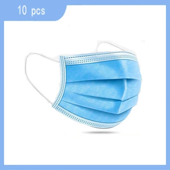 

10 Pieces / Lot High Quality Disposable Mask Dust Proof Breathable Anti Droplet Protection And Girls With Three Layers Of Blue