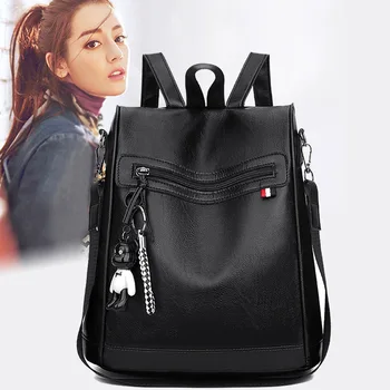 

2019 New Soft Leather Shoulder Bag Line Women's Oblique Cross Backpack Solid Color Square Small Shoulder Bag