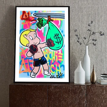 

Alec Monopoly Richi Money Graffiti Art Canvas Paintings On the Wall Art Posters and Prints Street Art Canvas Pictures Home Decor