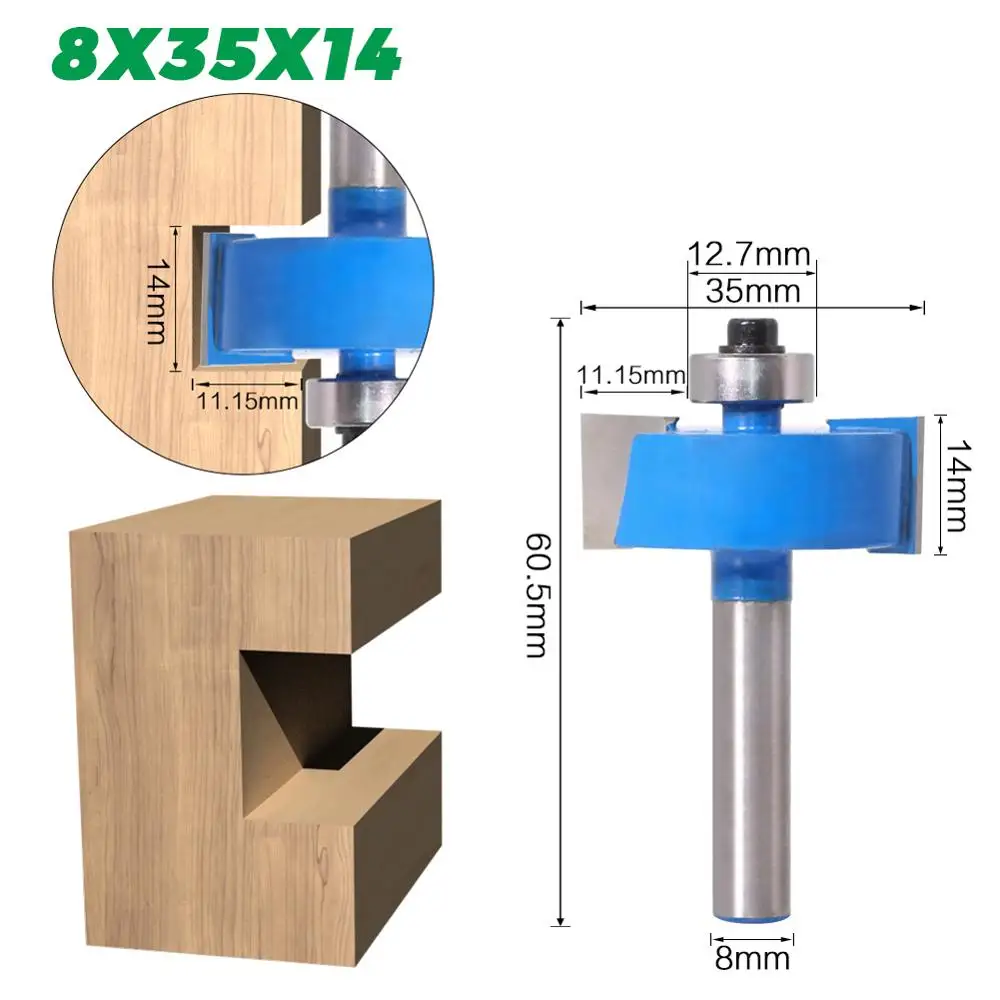 1/" Высота X 3/8" Глубина слот фрезы-" хвостовик, деревообрабатывающий инструмент фрезы для дерева - Длина режущей кромки: 8X35X14