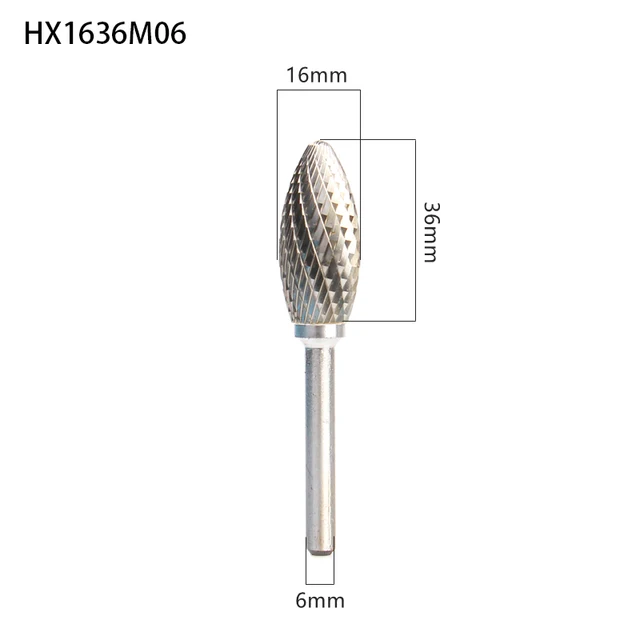 YG8 Alloy Rotary File 1Pcs Oval H-shape Single And Double Groove Tungsten Steel Woodcarving Grinding Head Carbide Milling Cutter HX1636M06