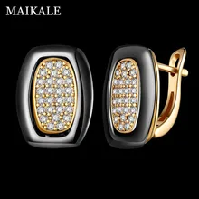 MAIKALE, классические квадратные серьги-гвоздики из керамики, медь, золото, серебро, цвет черный, белый, простые серьги для женщин, подарки для друзей