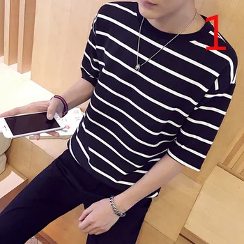 

T-shirt men's Korean version of the slim tide brand half-sleeved clothes thin section round neck printing men