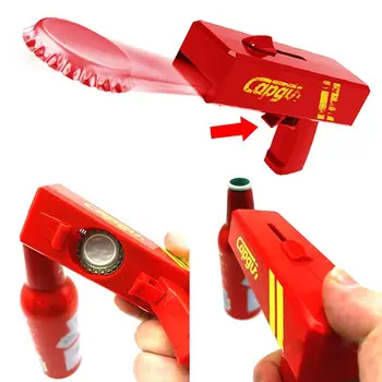 

Portable Creative Cap Gun Flying Cap Launcher Bottle Beer Shaped Lid Opening Gun Bottle Bar Tool Shooter Drink Opener Exoti R2E1