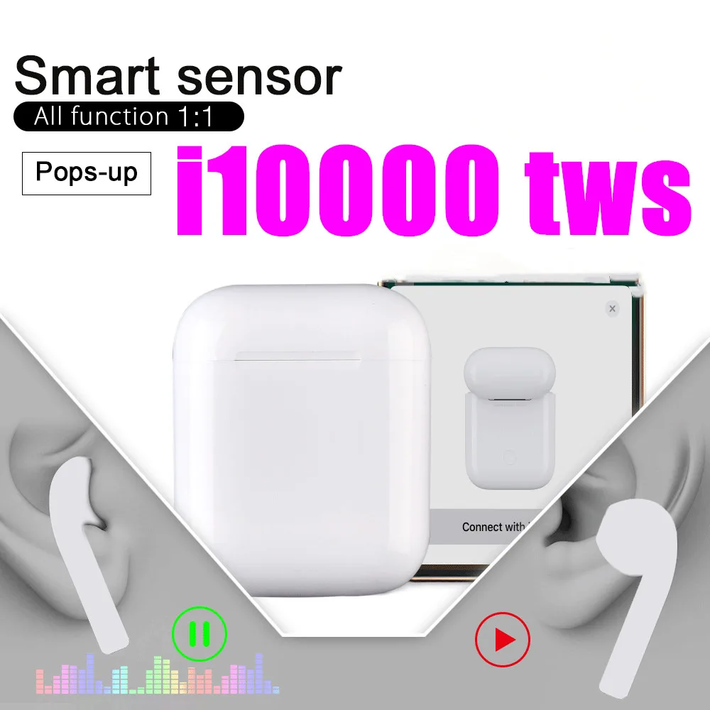 Новый 10000 наушники вкладыши tws с 1:1 размеры Беспроводной зарядки Bluetooth