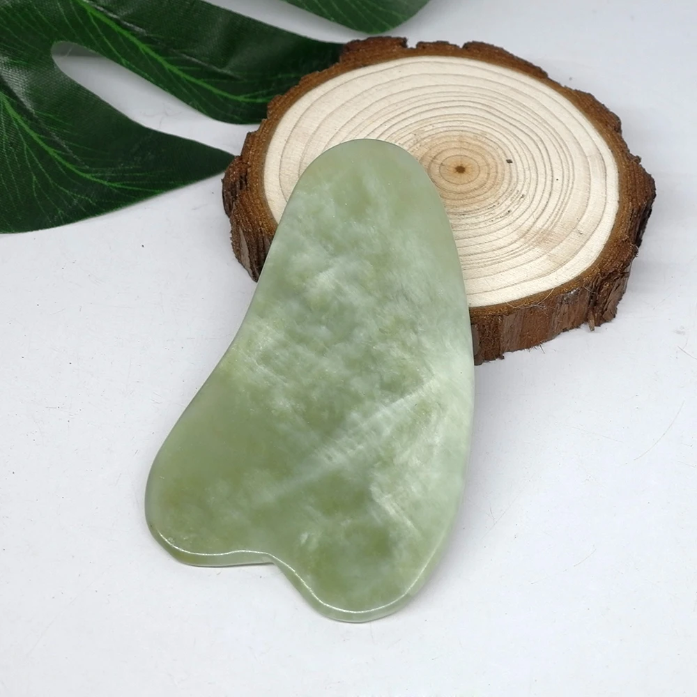 Jade Gua Sha соскабливающий массажер для тела, царапающийся камень Guasha, спа нефритовый скребок для лица, спины, забота о здоровье, против морщин