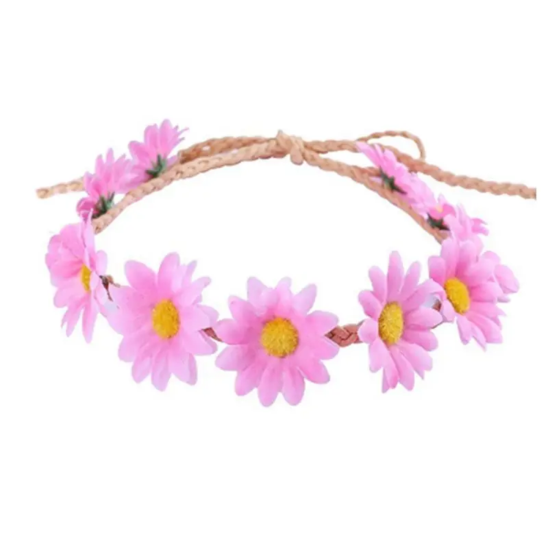 ladies head wraps Sunflower Garland Floral Wreath Woven Daisy Headband for Women Female Girls Hat Hair Decorative Accessories hair clips for women