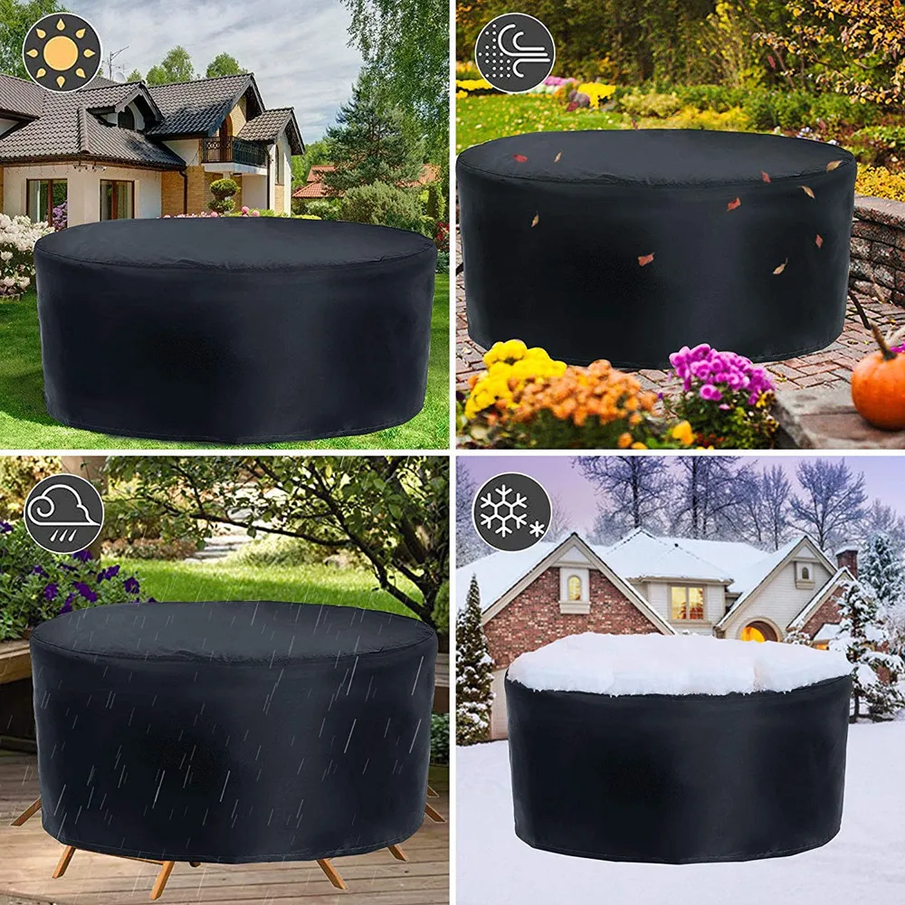 Outdoor Garden Furniture Round Cover Table Chair Set Waterproof Oxford Wicker Sofa Protection Patio Rain Snow Dustproof Cover patio furniture cover