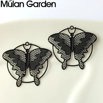 

M&G Hollow Butterfly Accessories Components for Women Color Circle Pendant Dangle Earrings Fashion Jewelry Girl Party Gift