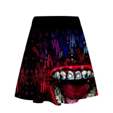 Женская юбка с завышенной талией на Хэллоуин, осенняя плиссированная юбка Haha Joker Movie, до колена, с объемным имитацией смеха, юбка-стрейч
