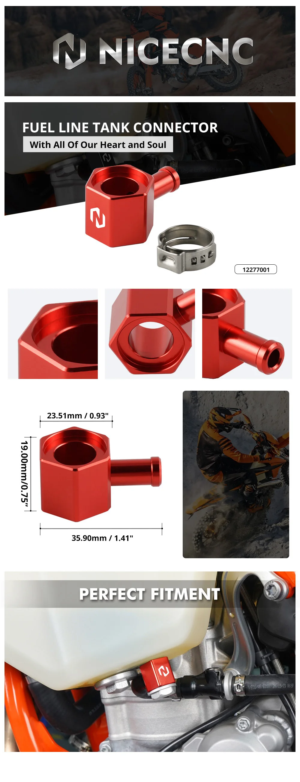 NiceCNC Fuel Line Tank Connector For Gas Gas EC250 300 EX300 EX250F EX350F EX450F MC250F MC450F 2021-2022 Motorcycle Accessories