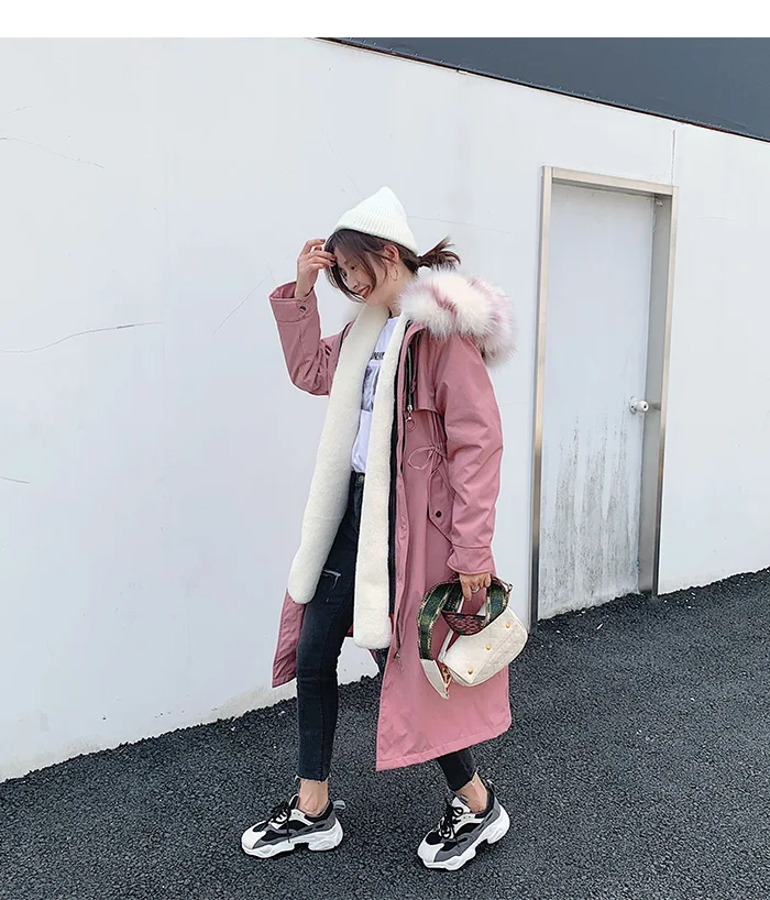 FIRSTTO Stylish Detachable Faux Fur Big Hooded Curly Hairy Shaggy Long Outwear Trench Women Keep Warm Pockets Coat Tops 4 Colors