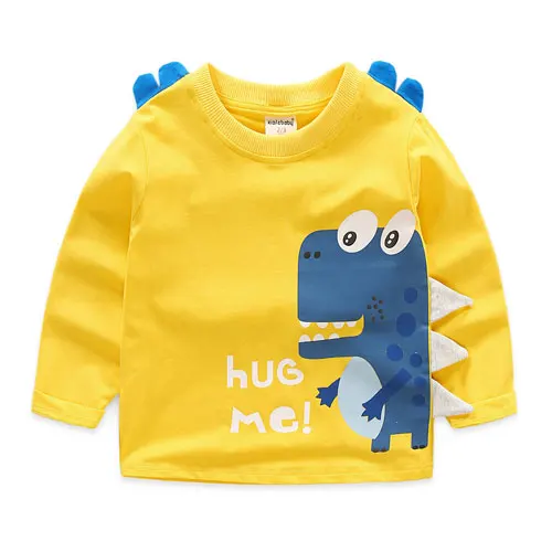 Коллекция года, Детский свитер с героями мультфильмов Осенние повседневные толстовки с длинными рукавами для мальчиков теплый пуловер с динозавром для малышей 2, 3, 4, 5, 6, 7 лет - Цвет: Yellow