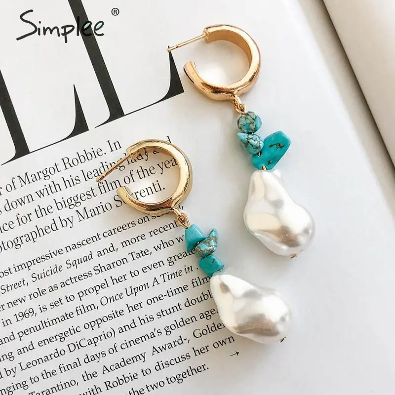Simplee Boho праздничные жемчужные серьги Модные женские Геометрические шикарные